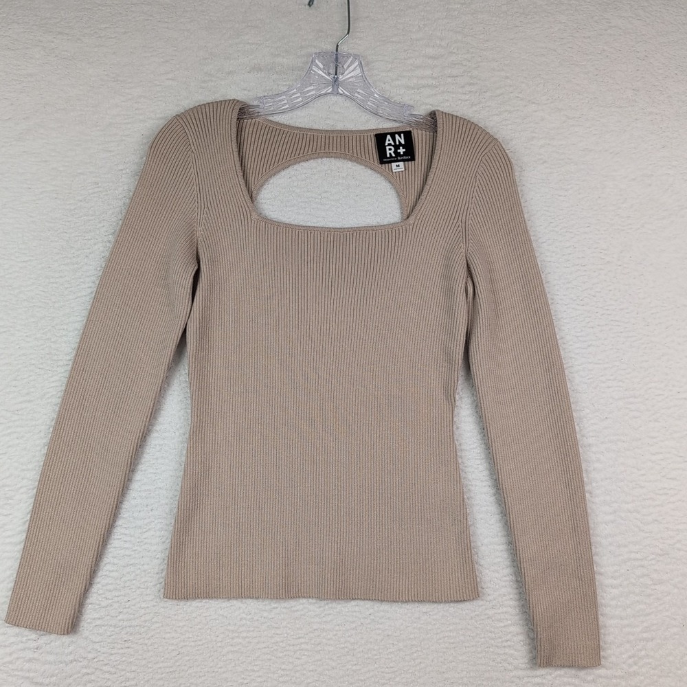 Open‎ Back Alp-n-Rock Joelle Sweater Beige sz Medium Rib Knit Cotton Blend